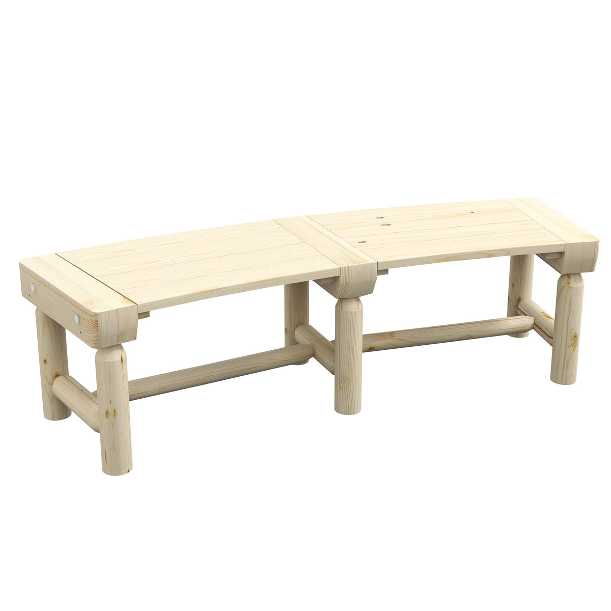 Semicircular Wooden Outdoor Bench, Wrap-Around Tree Seat for Yard, Patio, Natural