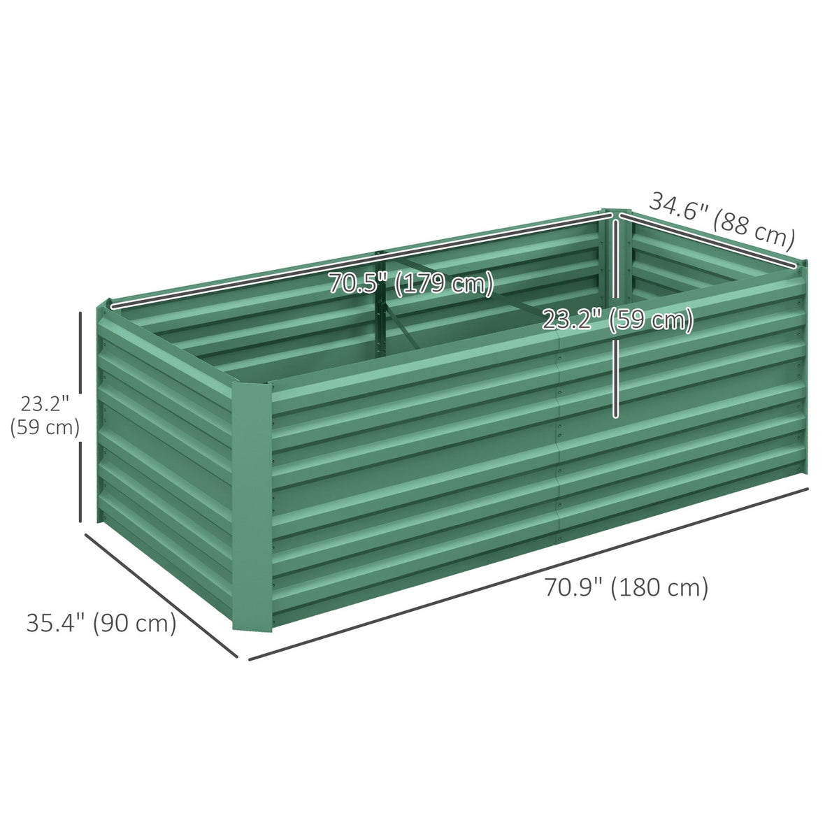 Raised Garden Bed, 6' x 3' x 2' Galvanized Steel Planters for Outdoor Plants with Multi-reinforced Rods for Vegetables, Flowers and Herbs, Light Green