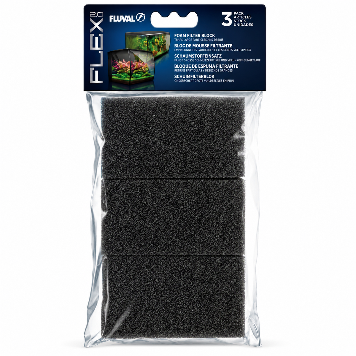 Fluval Flex 2.0 Aquarium Foam Filter Blocks (Pack of 3) - Clear Water Mechanical Media