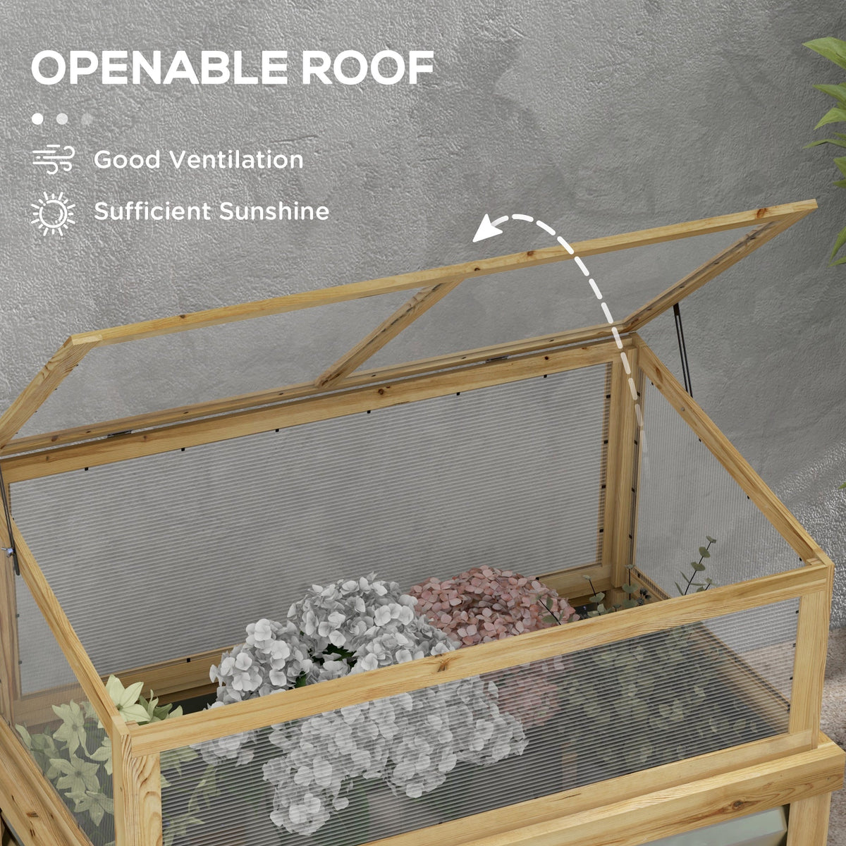 NookGrow Elevated Garden Bed with Lean to Roof, 41" x 22.5" x 28.25", Natural