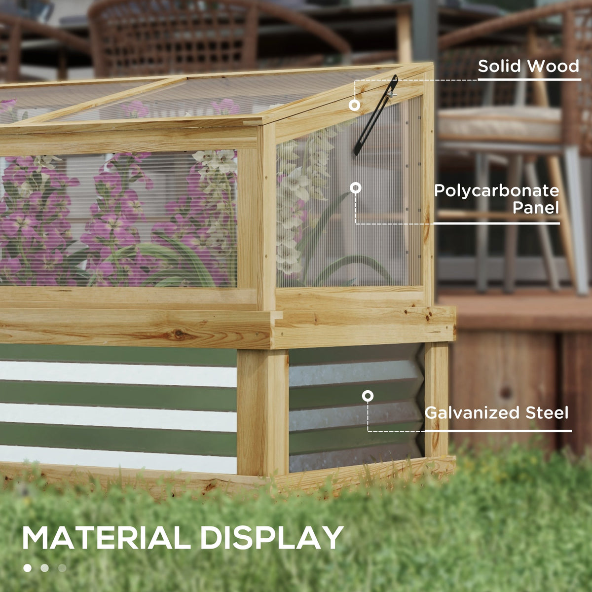 NookGrow Elevated Garden Bed with Lean to Roof, 41" x 22.5" x 28.25", Natural