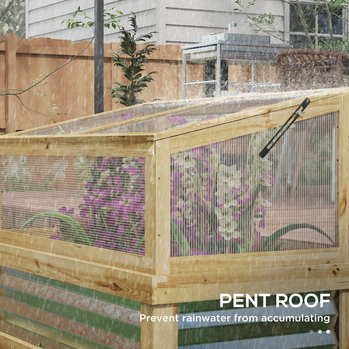 NookGrow Elevated Garden Bed with Lean to Roof, 41" x 22.5" x 28.25", Natural