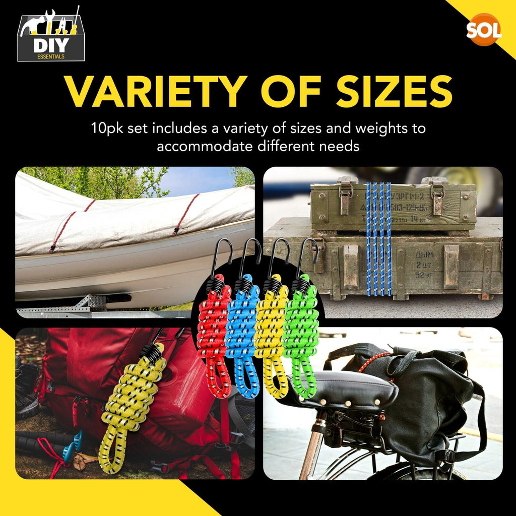 Heavy Duty Bungee Cords 40cmÐ1M | Luggage Straps Hooks | 10 Pack