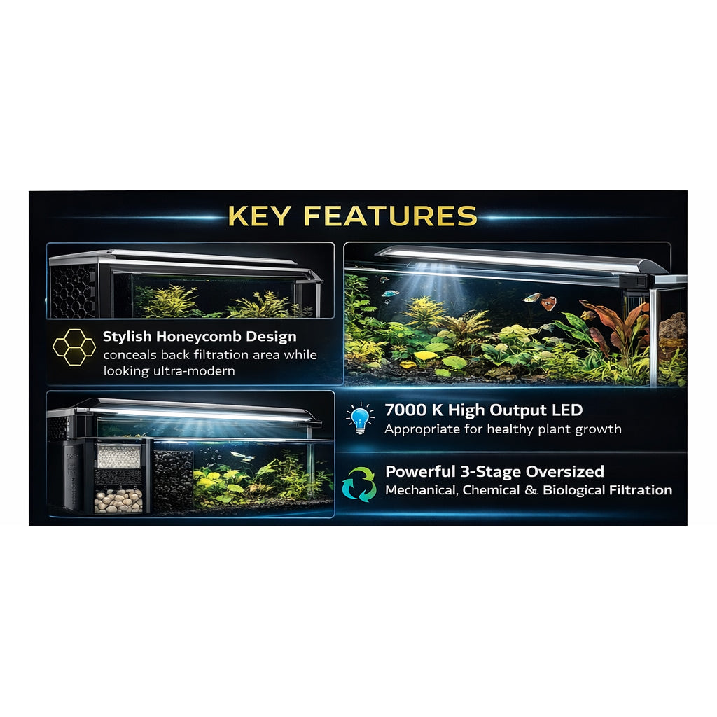 SPEC 19L Nano Aquarium with 7000K LED & 3-Stage Filtration White