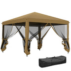 3 x 3m Pop Up Gazebo with Removable Mesh Netting & Carry Bag, Khaki