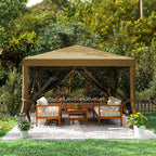3 x 3m Pop Up Gazebo with Removable Mesh Netting & Carry Bag, Khaki