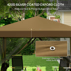 3 x 3m Pop Up Gazebo with Removable Mesh Netting & Carry Bag, Khaki