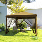 3 x 3m Pop Up Gazebo with Removable Mesh Netting & Carry Bag, Khaki