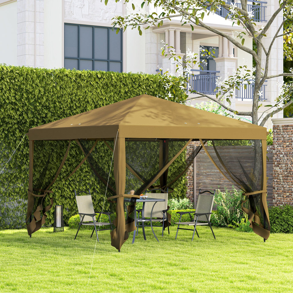 3 x 3m Pop Up Gazebo with Removable Mesh Netting & Carry Bag, Khaki