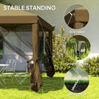 3 x 3m Pop Up Gazebo with Removable Mesh Netting & Carry Bag, Khaki