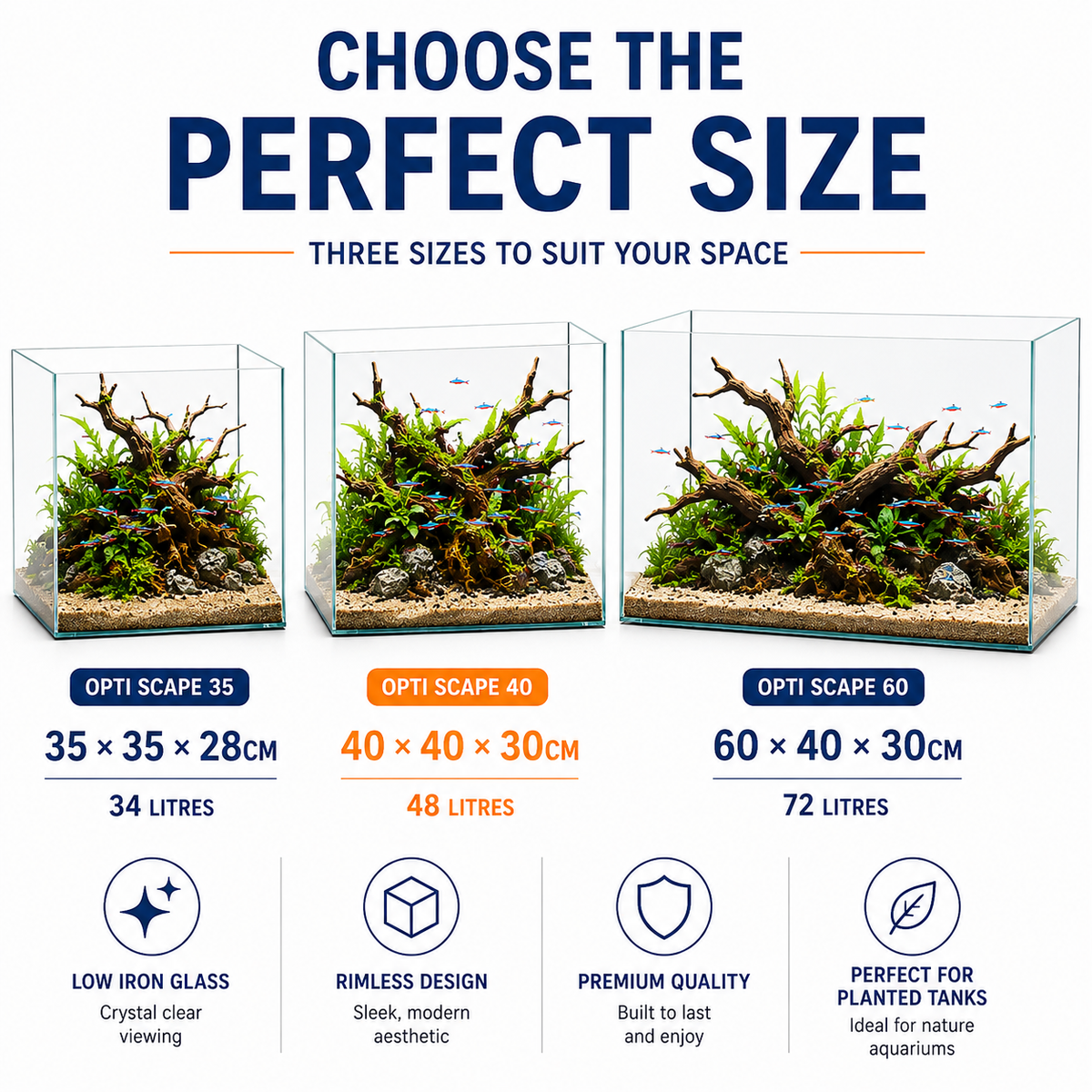 Aqua One OptiScape Clear Glass Aquarium Tank
