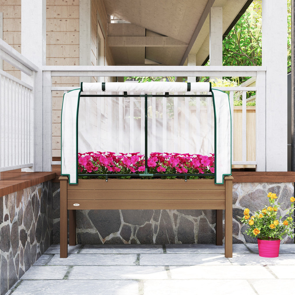 48" x 22" x 46" Raised Garden Bed with PE Cover, Brown