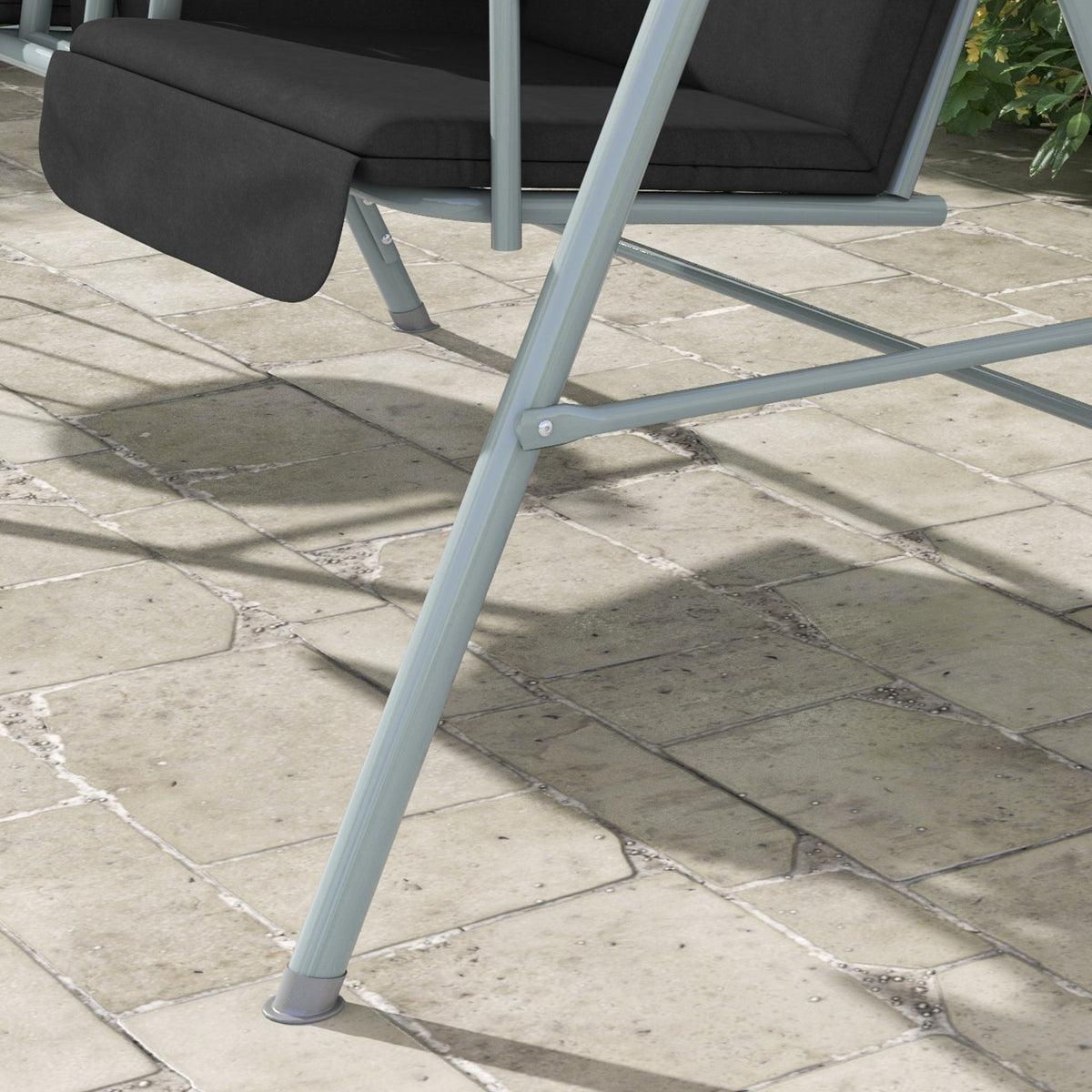 2-Person Porch Swing with Stand and Pivot Table, Black